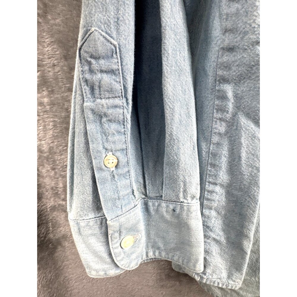 Mickey Inc. Vintage Shirt XL Denim Button-Up Shirt With Mickey & Pluto Embroider - Picture 10 of 12
